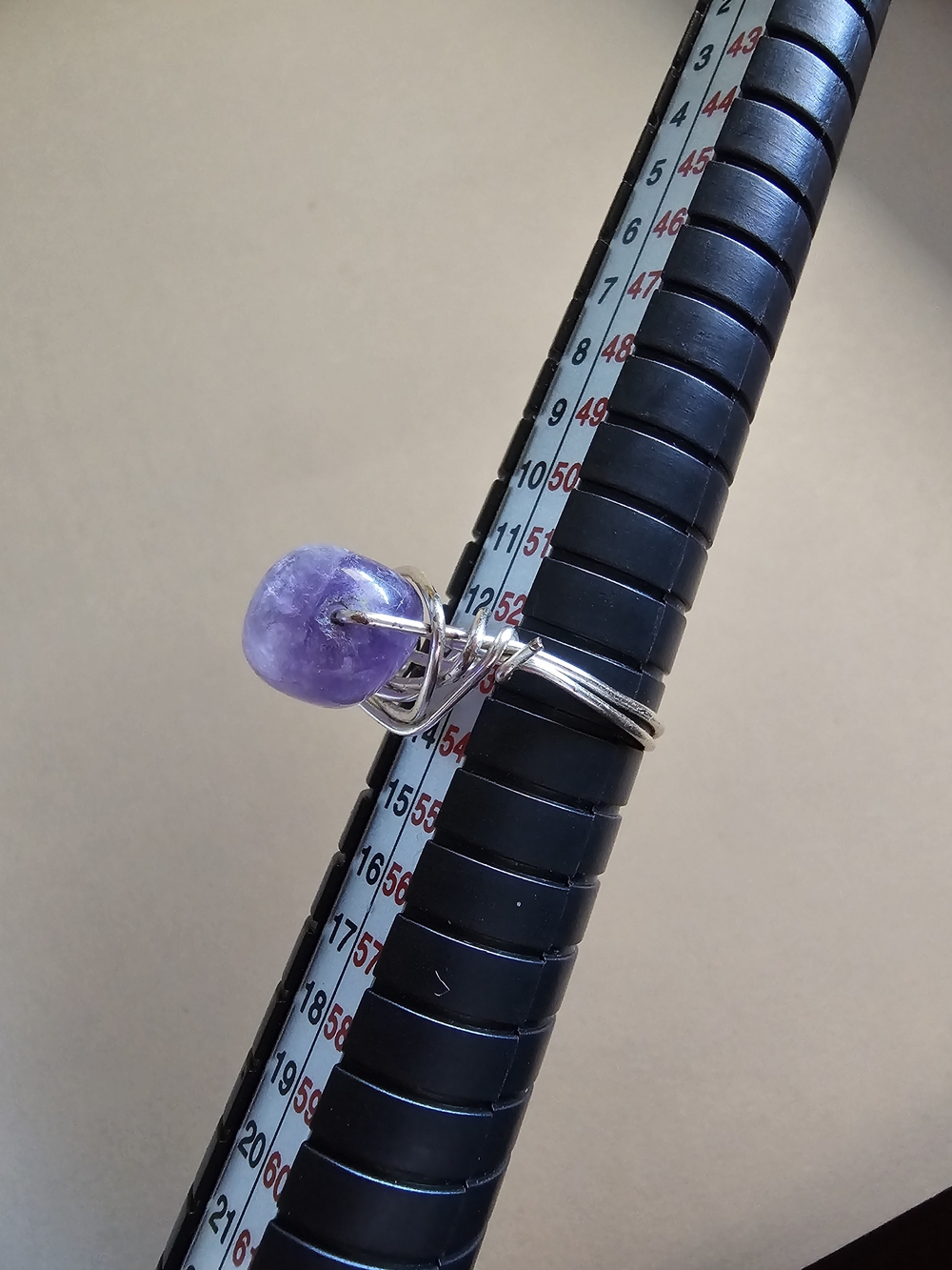 Hand Crafted Silver Wire Ring with Purple Amethyst - Picture 6 of 7